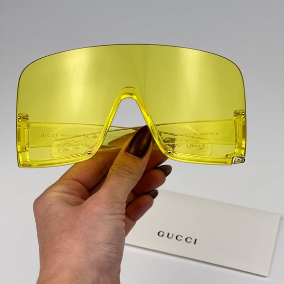 Gucci GG1631S 009 BRAND NEW Sunglasses Yellow Shield Unisex GG 1631S - Picture 4 of 13